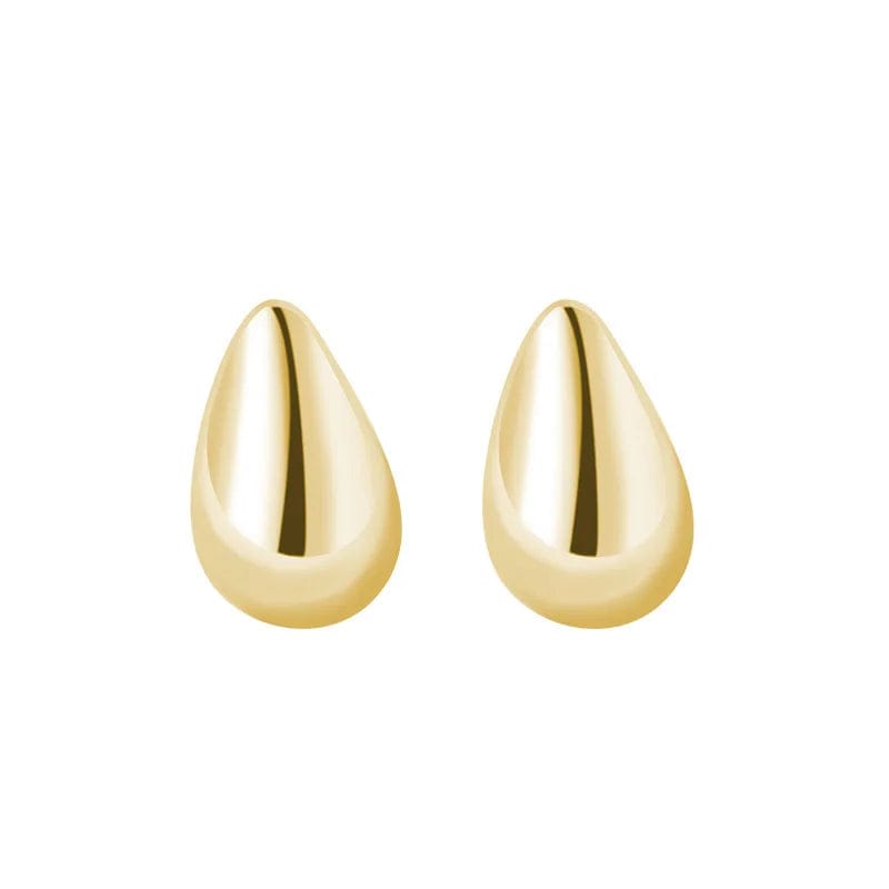 EH137 gold fashion fine jewelry 925 sterling silver simple geometric oval shape water drop gold plated stud earrings for women