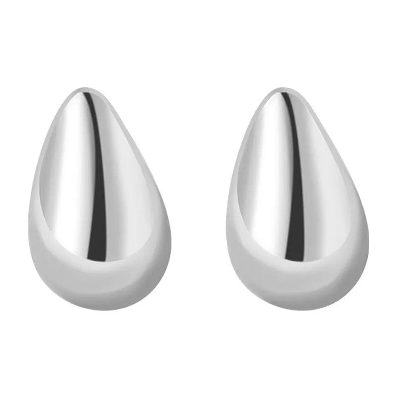 EH137 silver fashion fine jewelry 925 sterling silver simple geometric oval shape water drop gold plated stud earrings for women