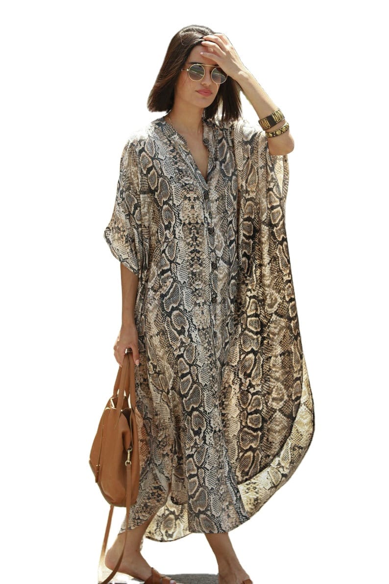 European And African Large Oversized Kaftan Print Women Long Plus Size Summer Dress