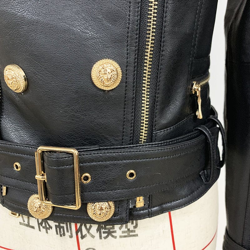 European And American New Style Spring Women's Jacket Fashion Slim Double Zipper Motorcycle Leather Jacket