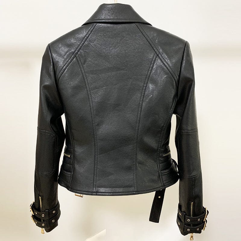 European And American New Style Spring Women's Jacket Fashion Slim Double Zipper Motorcycle Leather Jacket