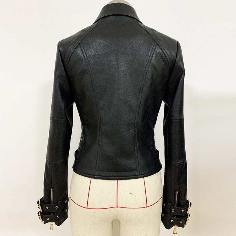 European And American New Style Spring Women's Jacket Fashion Slim Double Zipper Motorcycle Leather Jacket