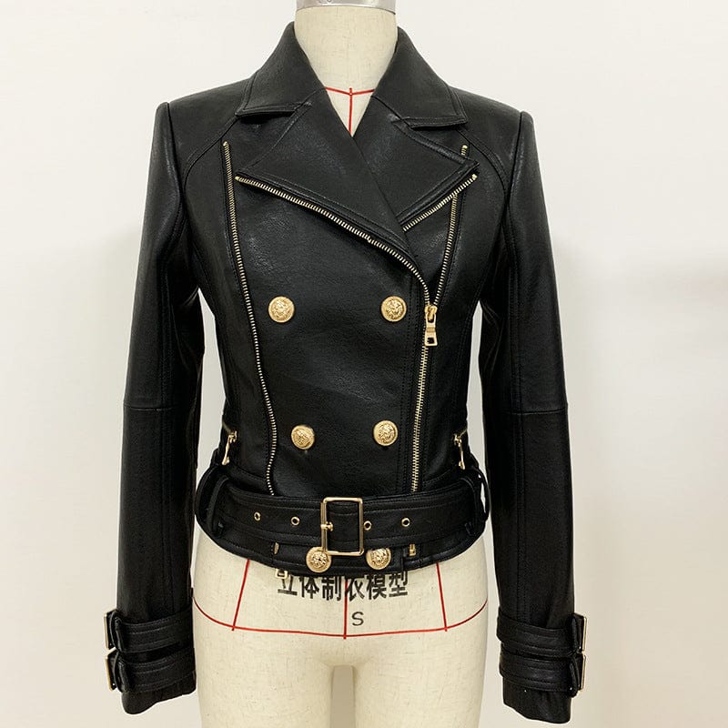 European And American New Style Spring Women's Jacket Fashion Slim Double Zipper Motorcycle Leather Jacket