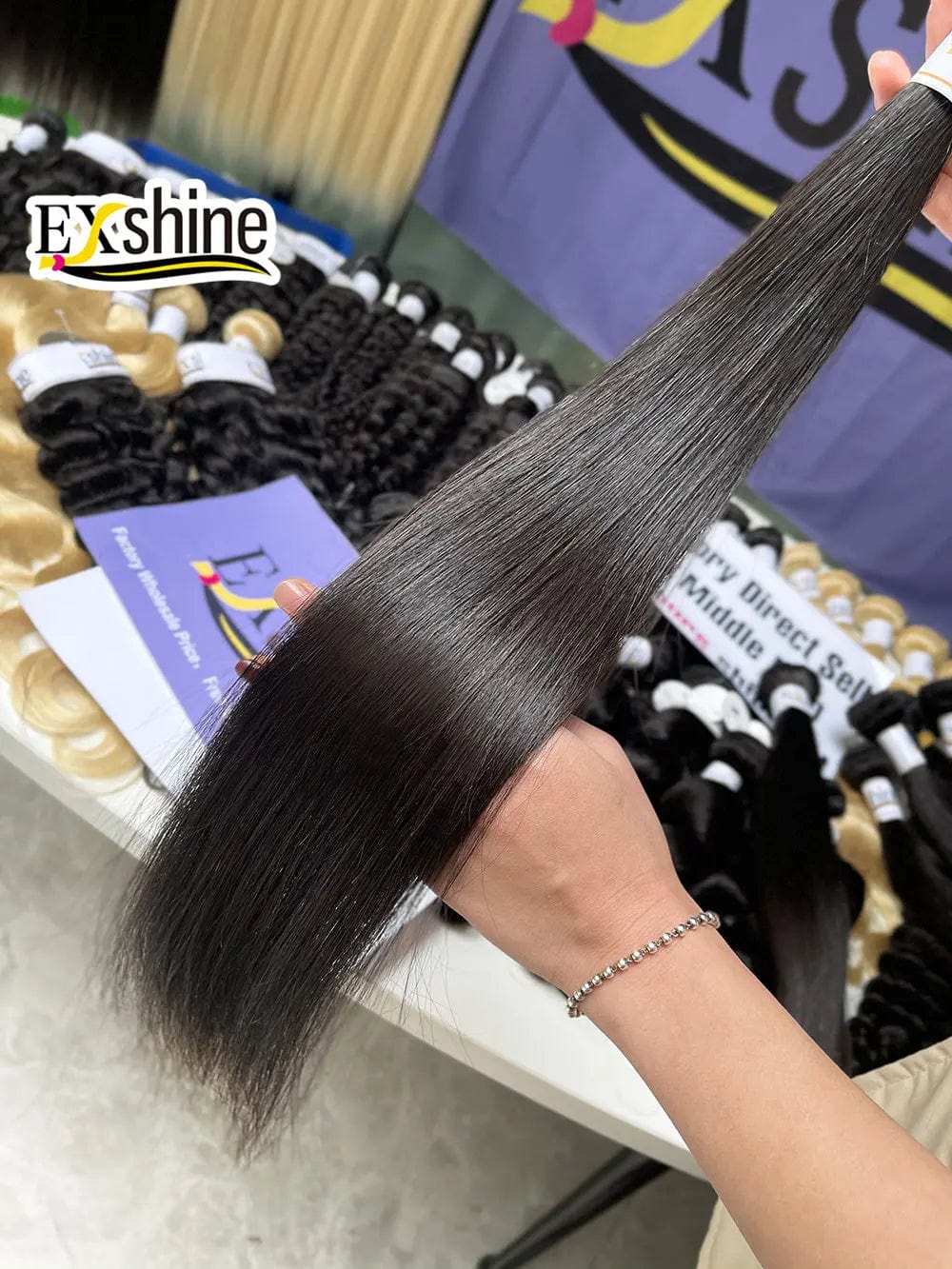 Exshine Brazilians hair bundles Wave Weft Hair Raw Virgin Straight Raw Cambodian Hair Bundles