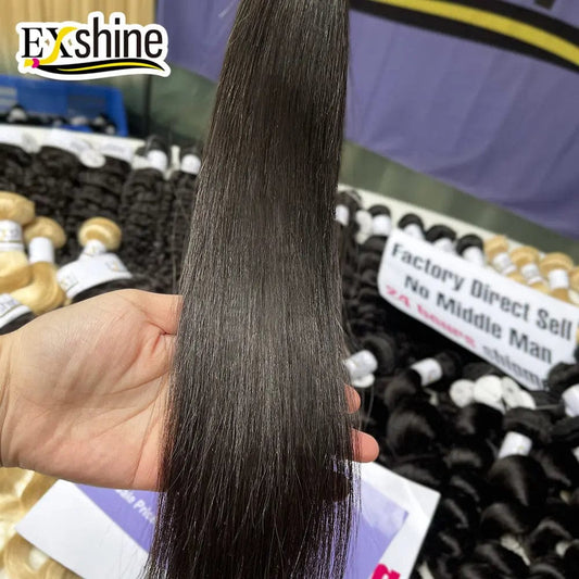 Exshine Brazilians hair bundles Wave Weft Hair Raw Virgin Straight Raw Cambodian Hair Bundles