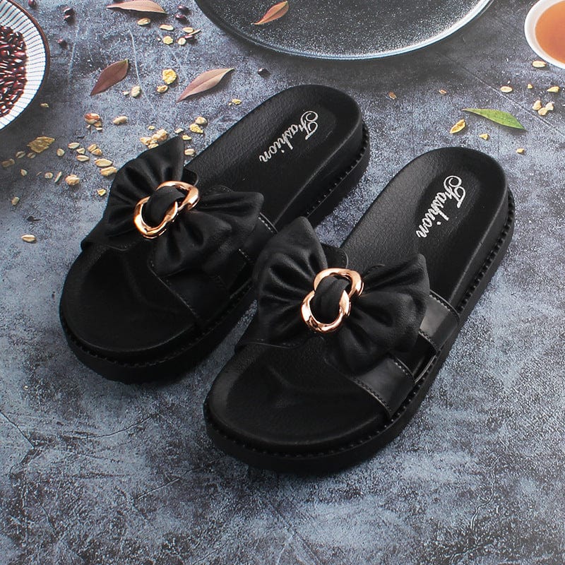 Factory direct supply new slippers women's summer fashion outdoor casual sandals rosette thick bottom slipper