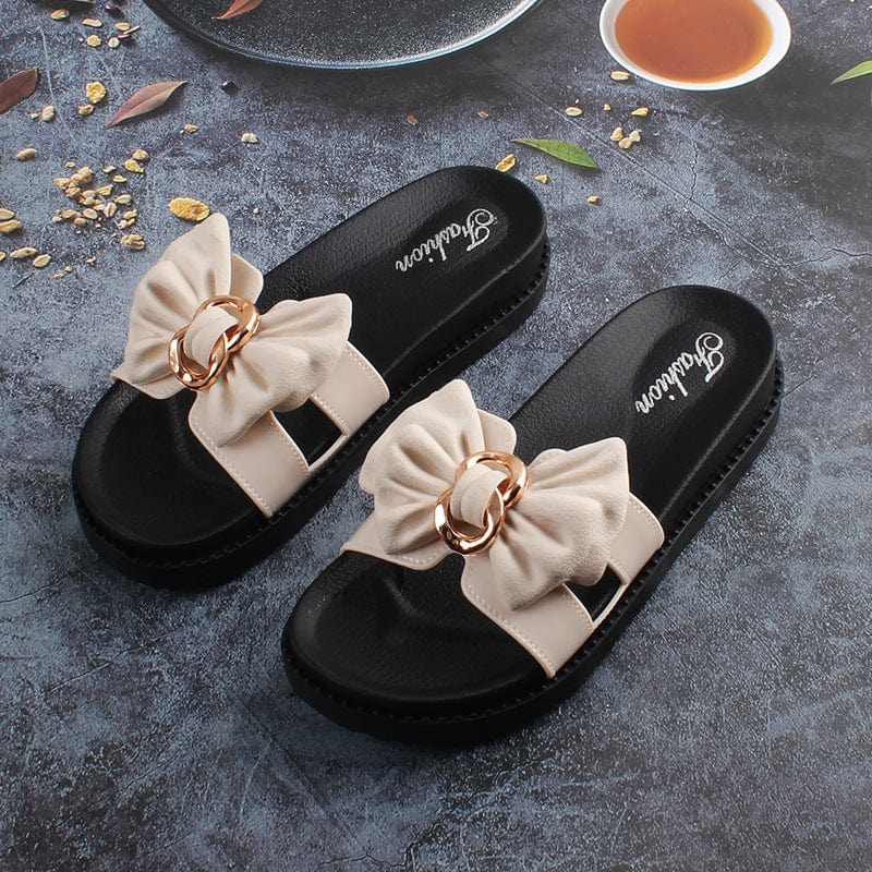 Factory direct supply new slippers women's summer fashion outdoor casual sandals rosette thick bottom slipper