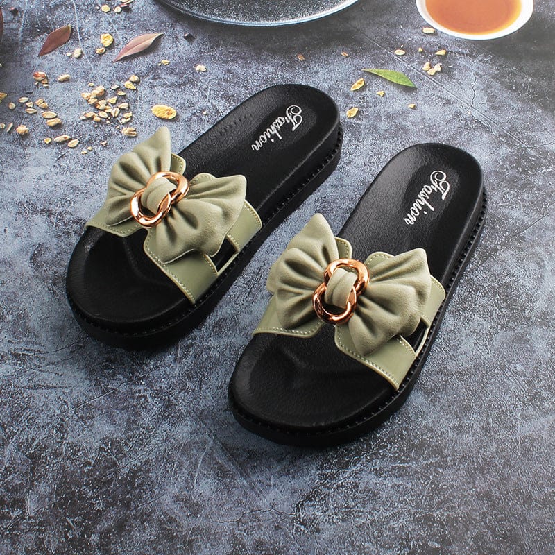 Factory direct supply new slippers women's summer fashion outdoor casual sandals rosette thick bottom slipper