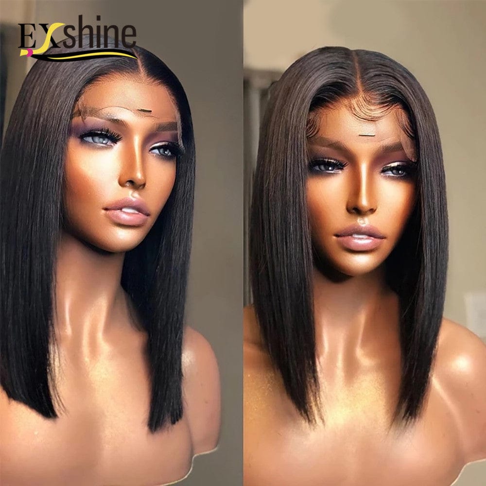 Factory Direct Wholesale Indian Human Hair 8 Inch Straight Bob Wig Double Drawn Swiss Lace Front 13*4 Short Bob Virgin Hair Wig