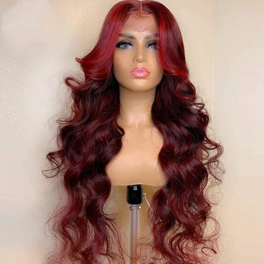 Factory Long Inches Brown Red Platinum Straight Wave Raw Indian Cuticle Aligned Human Hair Transparent Lace Front Wigs