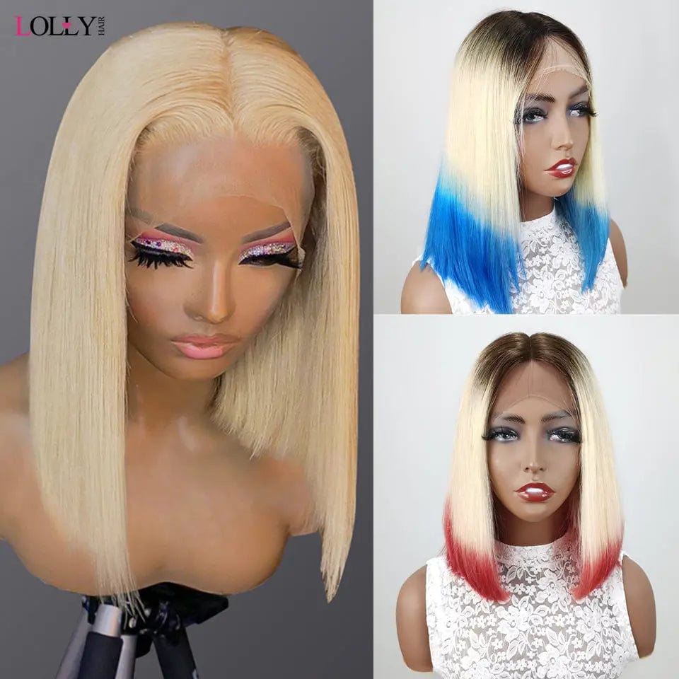 Factory Outlet Ombre Blonde 1B 613 Bob Style Lace Front Wigs 10inch 12inch 613 ash Blonde Short BOB Wig