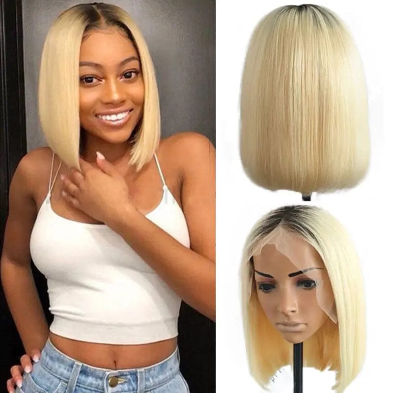 Factory Outlet Ombre Blonde 1B 613 Bob Style Lace Front Wigs 10inch 12inch 613 ash Blonde Short BOB Wig