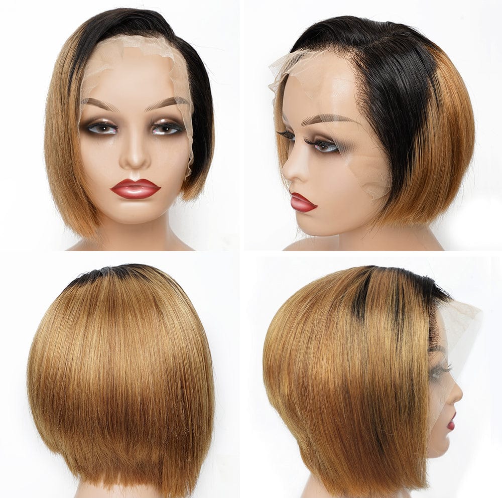 Factory Outlet Pixie Cut Human Hair Wigs Ombre burg 99j Natural Sassoon Style Hair Wigs Glueless Short Cut Wig