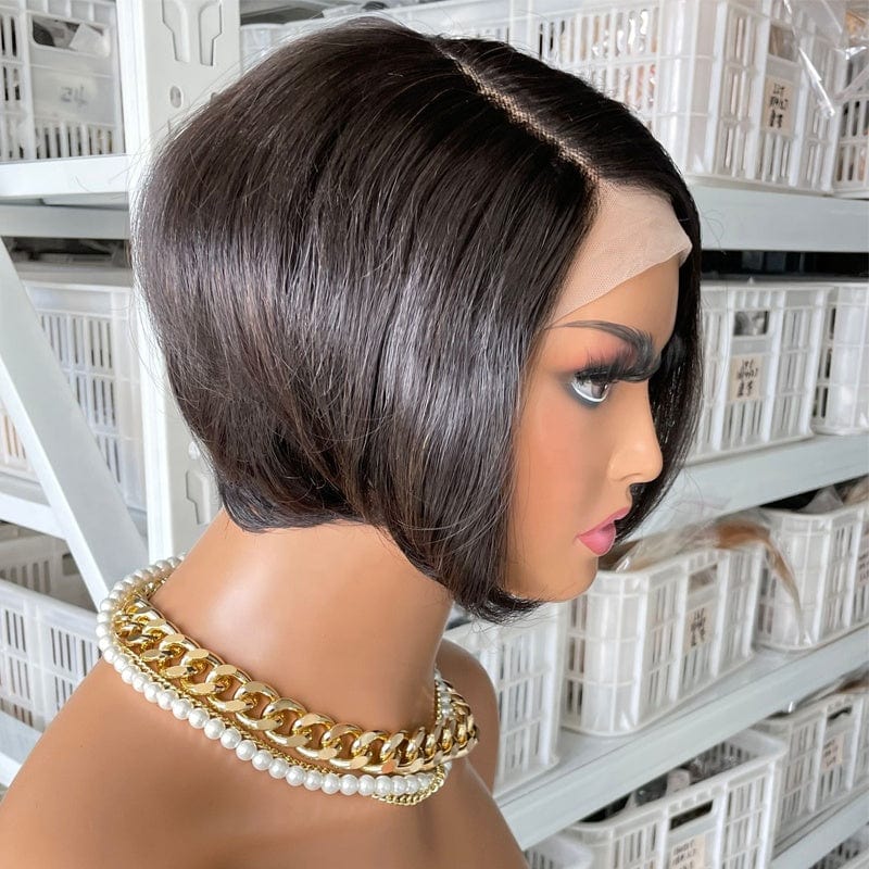 Factory Outlet Short T Lace Frontal Pixie Cut Wigs 180% Density 100% Human Hair Bob Wigs Hair Supplier