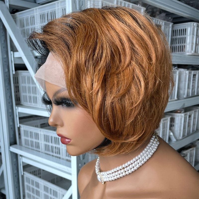 Factory Outlet Short T Lace Frontal Pixie Cut Wigs 180% Density 100% Human Hair Bob Wigs Hair Supplier