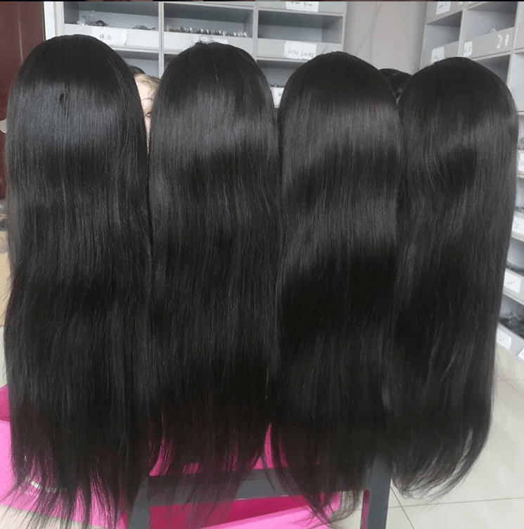 Factory price 150 Density  Lace Frontal Wig virgin Straight Hair Pre Plucked With Baby Hair Remy Lace Front Human Hair Wigs