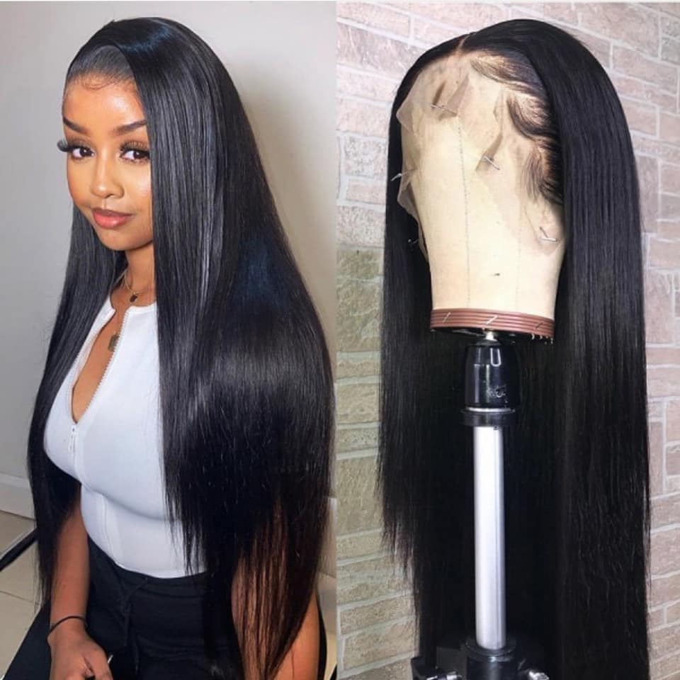 Factory price 150 Density  Lace Frontal Wig virgin Straight Hair Pre Plucked With Baby Hair Remy Lace Front Human Hair Wigs