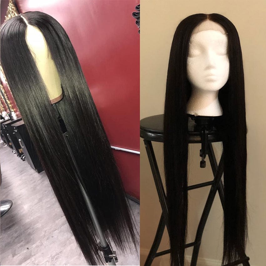 Factory price 150 Density  Lace Frontal Wig virgin Straight Hair Pre Plucked With Baby Hair Remy Lace Front Human Hair Wigs