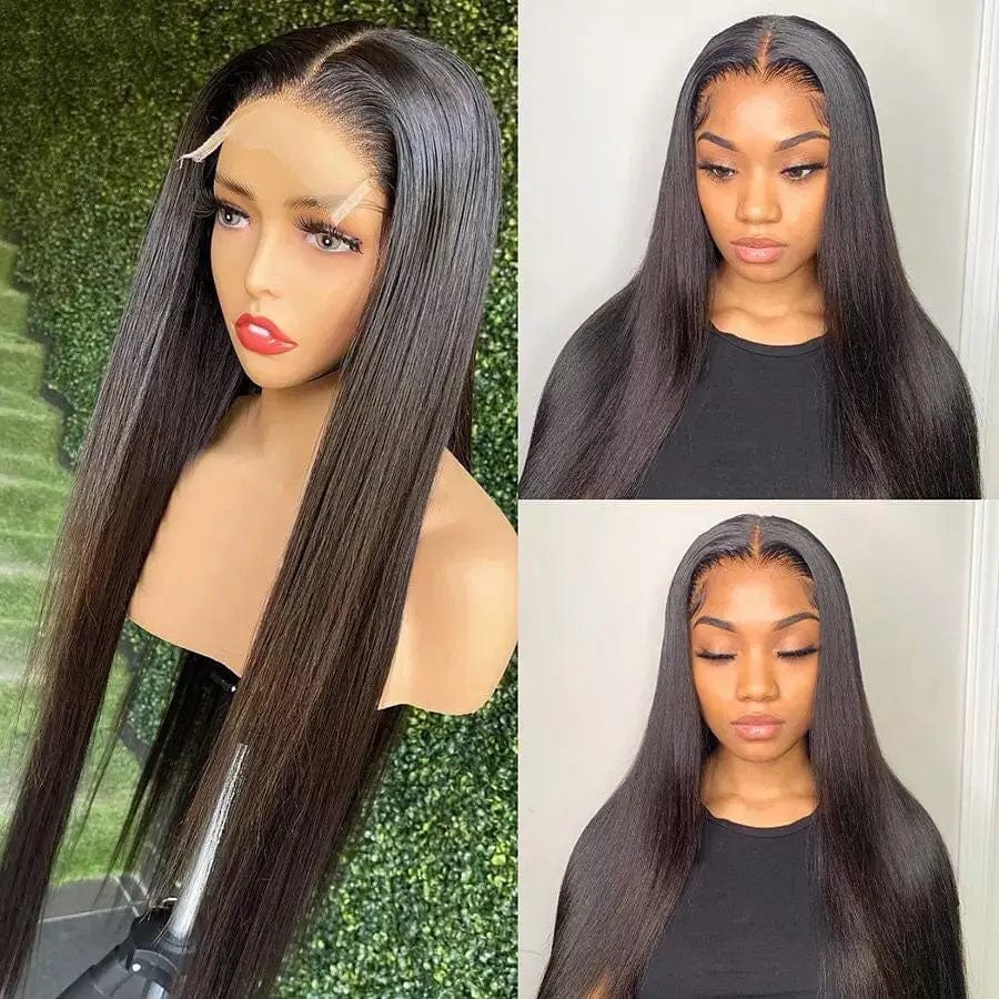 Factory Price Long Straight Wigs Human Hair Deep Part Lace Front Wigs for Black Women