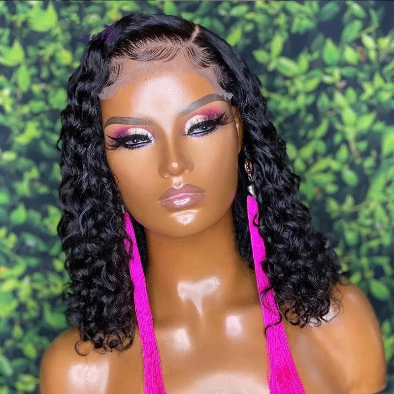 Factory Red Burgundy Wet Curly Wave Human Hair Cuticle Aligned Lace Front Wigs For Black Women