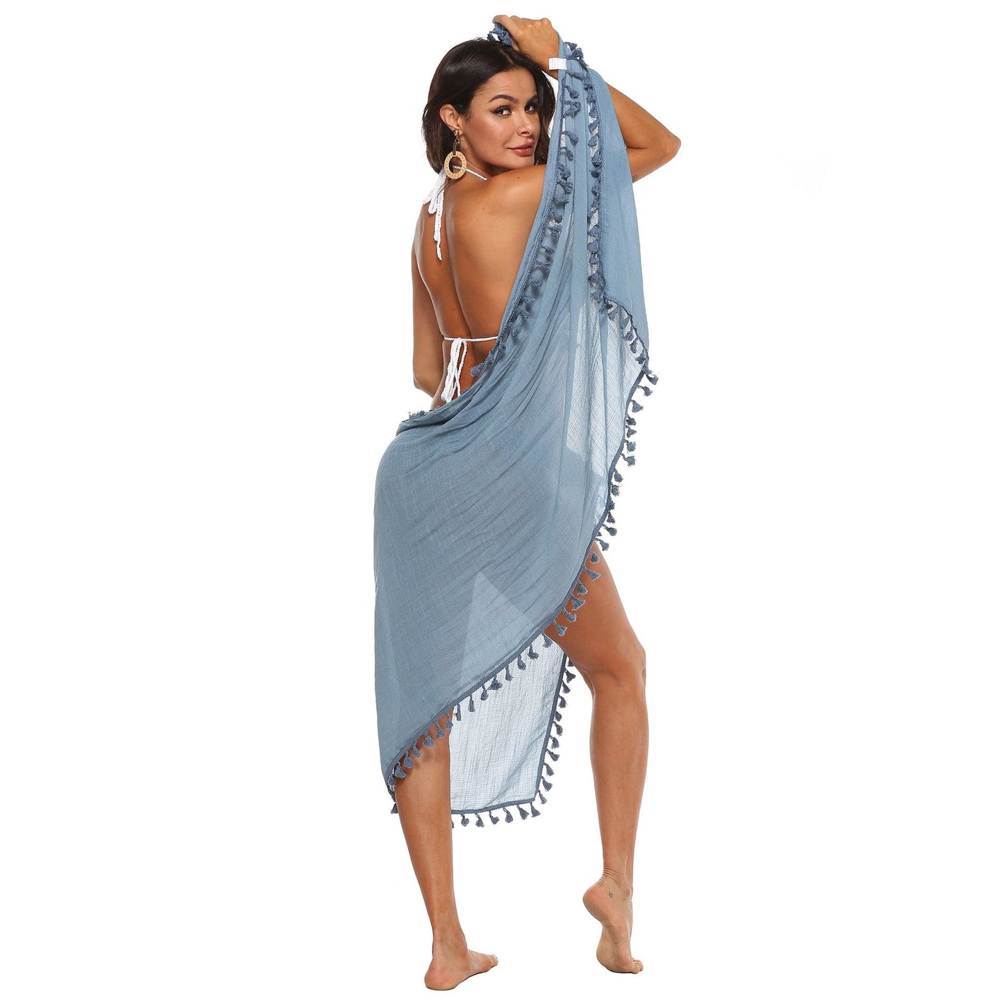 Factory Wholesale Tassel Sheer Beach Pareo Sarong Wrap Skirt Swimsuit Cover Up