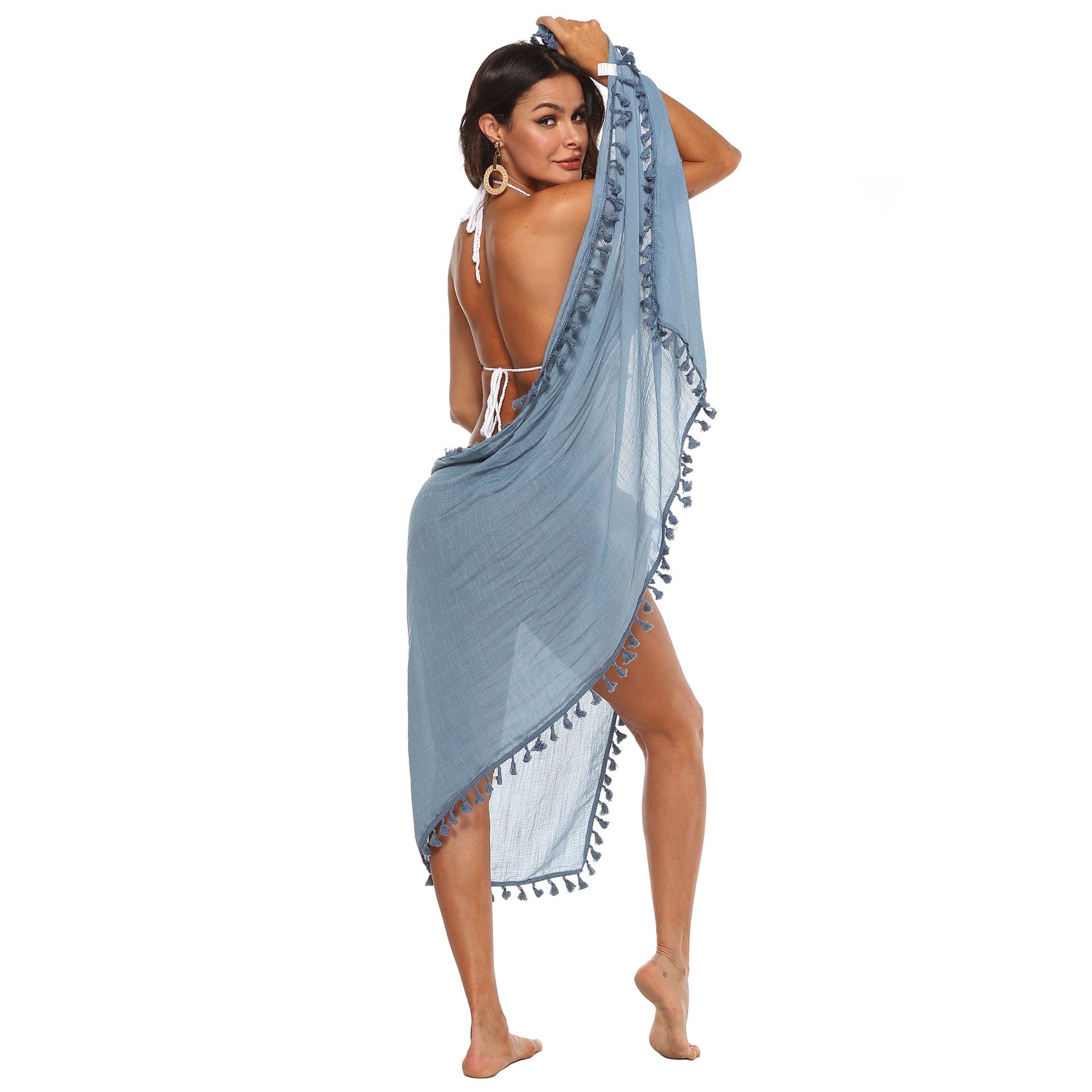 Factory Wholesale Tassel Sheer Beach Pareo Sarong Wrap Skirt Swimsuit Cover Up