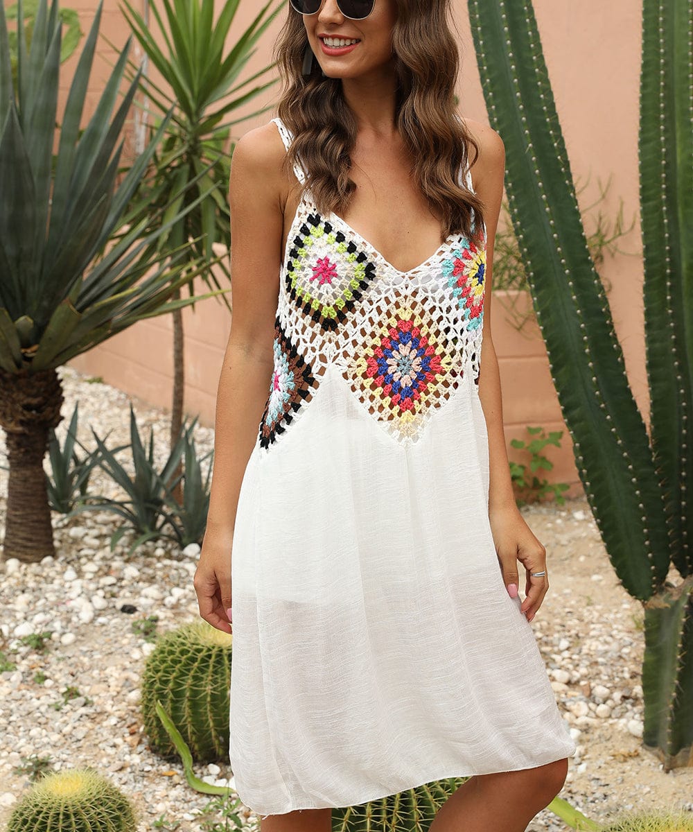 Factory Women Summer Hand Crochet Hollow Out Beachwear Slip Beach Dress Cover up