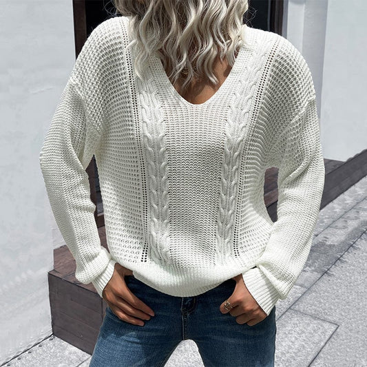 Fall Fashion V Neck Top Loose Pullover Harajuku Sweater Women Knitted Skull Sweater