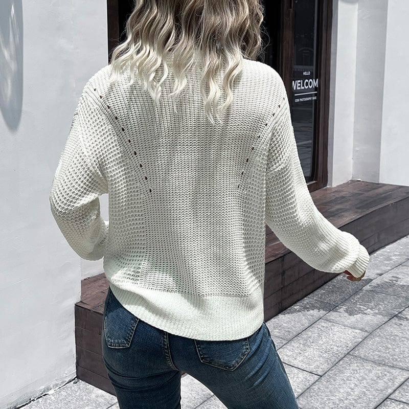 Fall Fashion V Neck Top Loose Pullover Harajuku Sweater Women Knitted Skull Sweater