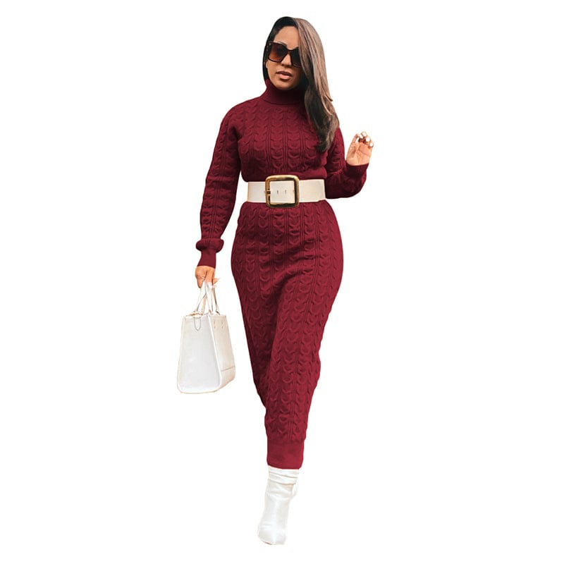 fall winter 2022 luxury designer brand black graphic ribbed stripe turtleneck long sweater dress long pullover knit custom women