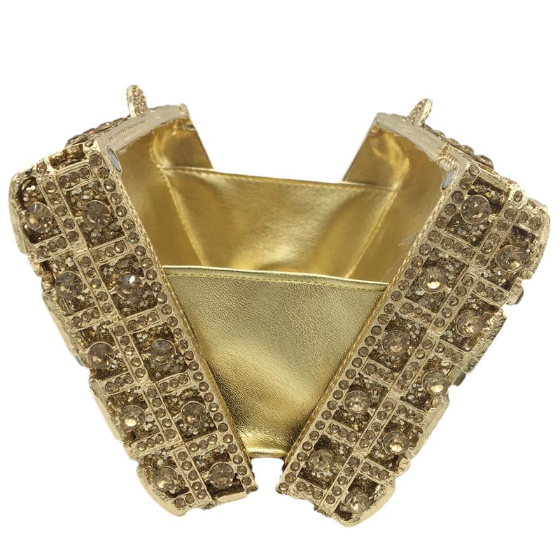 Famous Shinny Gold Diamond Evening Bags Crystal Clutch Handbags Wedding Party Bridal Rhinestone Box Minaudiere Purse