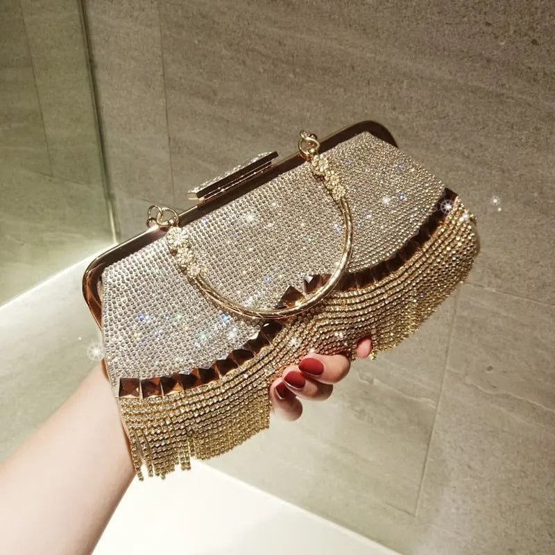 Fancy Girl Clutch Purses Hot Selling Trend Rhinestones Women Luxury Crystal Tassel Wedding Party Sparkly Crossbody Evening Bag