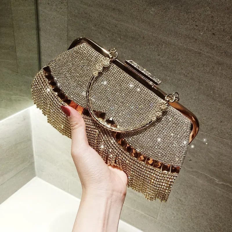 Fancy Girl Clutch Purses Hot Selling Trend Rhinestones Women Luxury Crystal Tassel Wedding Party Sparkly Crossbody Evening Bag