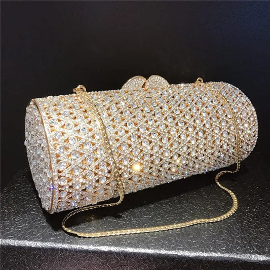 Fancy Luxury New Design Roll Crystals Evening Clutch Shinny Rhinestones Prom Dinner Bag Formal Wedding Party Bag