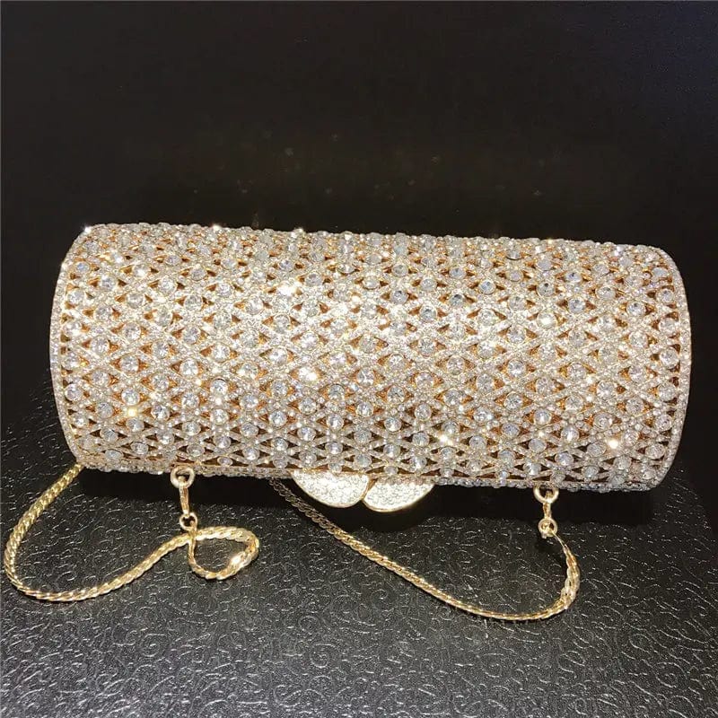 Fancy Luxury New Design Roll Crystals Evening Clutch Shinny Rhinestones Prom Dinner Bag Formal Wedding Party Bag