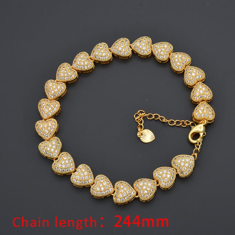 fashion 18k gold plated heart shape chain bracelets for women