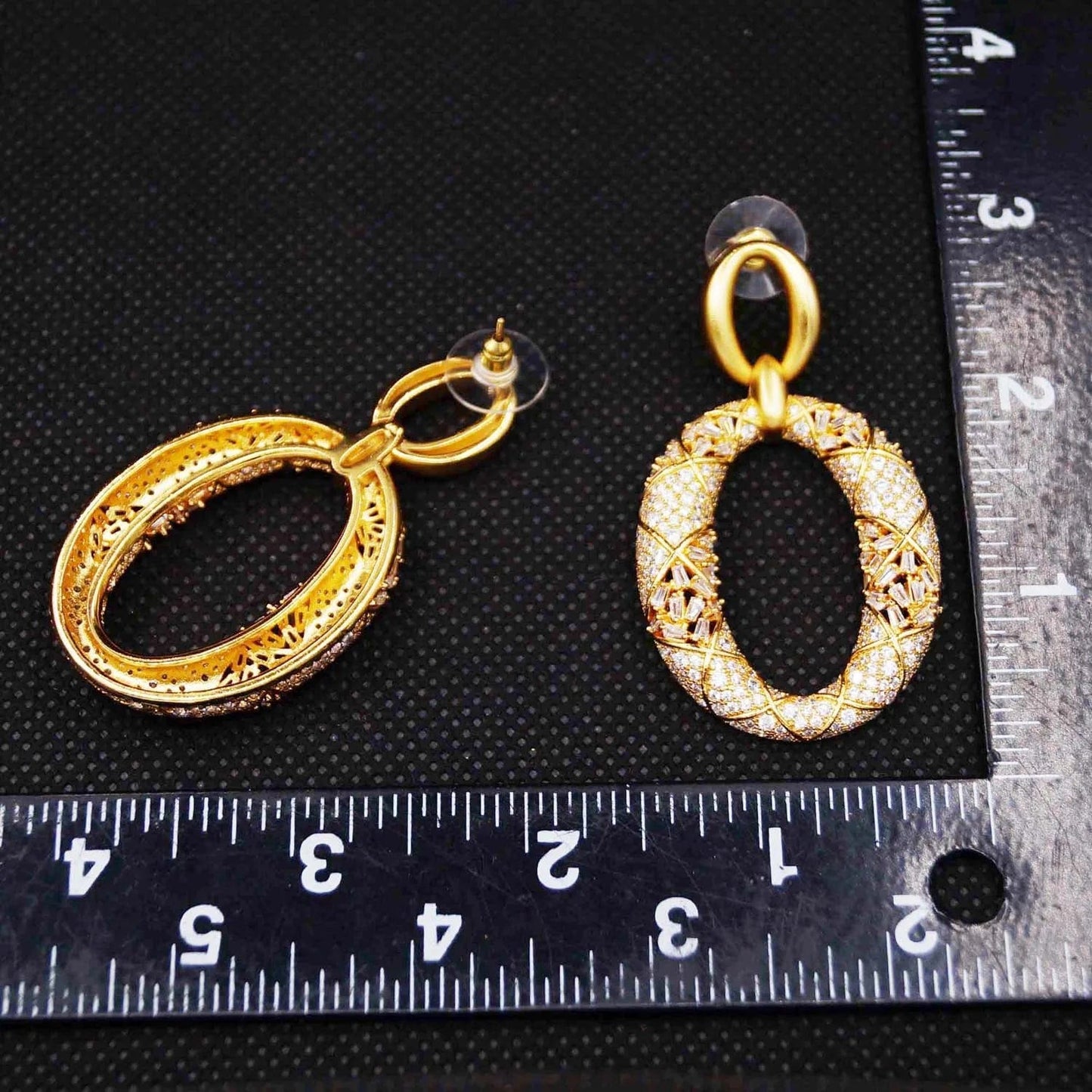 Fashion 24K Gold Plated Wholesale Dubai Gold Earrings Jewelry Women Cute Gift Party Western Wedding Copper Zircon Jewelry set