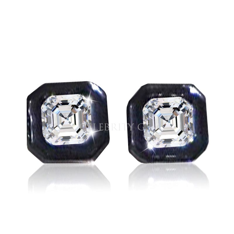 Fashion Black Simple Design 925 Silver Square Earrings Diamond Ring Ladies Jewelry Set