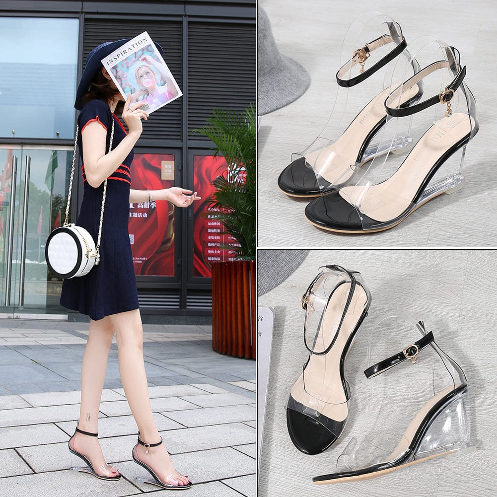 Fashion Hot wholesale shoes shoes Sexy sandals ladies 8cm Crysta wedge  shoes for women stripper sandals made in china