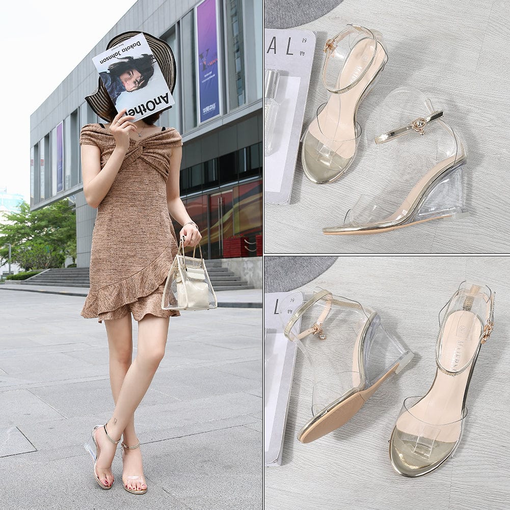 Fashion Hot wholesale shoes shoes Sexy sandals ladies 8cm Crysta wedge  shoes for women stripper sandals made in china