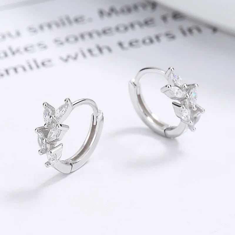 fashion jewelry 925 sterling silver statement earrings geometric leaves leaf  shape zircon gold plated hoop earrings women