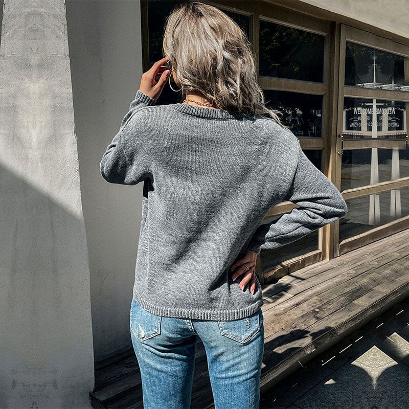 Fashion Mohair Designed Ladies Knitted Pullover Solid Long Sleeve O Neck Women Pullover Sweater