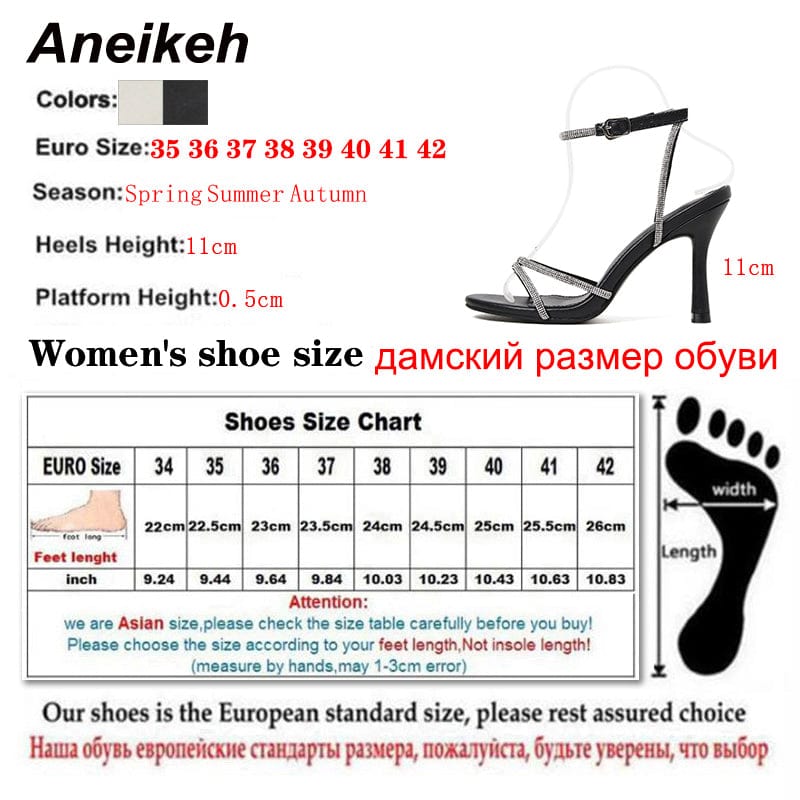 Fashion Rhinestone Slip Buckle Lace up 2023 Summer Sexy Solid PU Sandals High Heels Casual Party Size 35-42 Women's Shoes