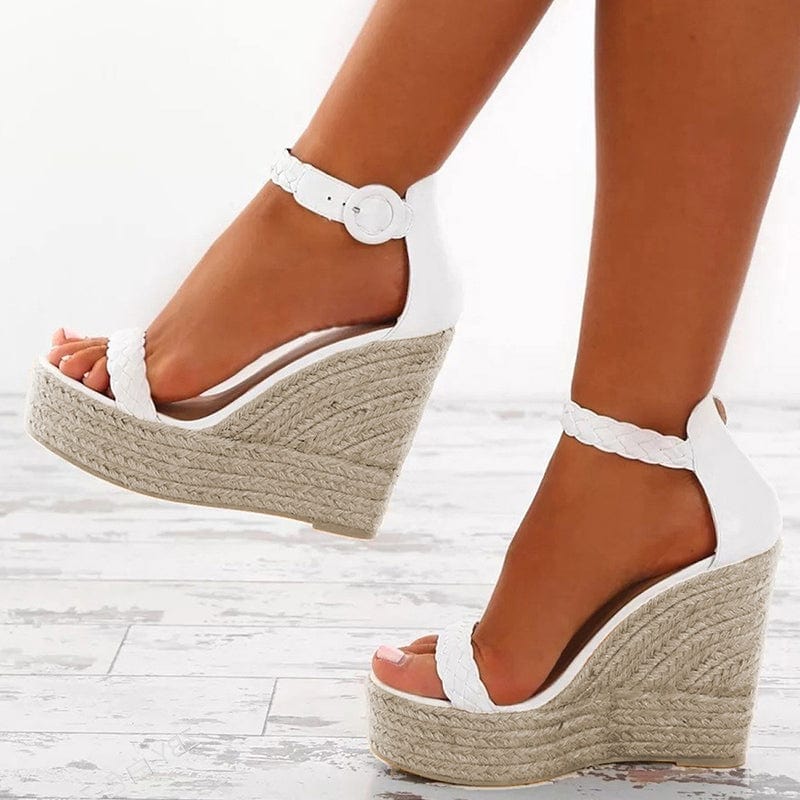 Fashion Summer NEW 2022 Rome Wedges Platform Weave Heel Thin Heels Classics PU Shoes Buckle Strap 35-42 Women's Sandals