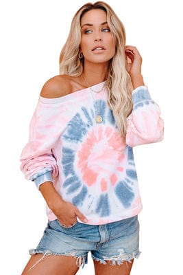 Fashion womans long-sleeved tie dye sweatshirt crop hoodie T shirt