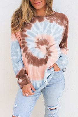 Fashion womans long-sleeved tie dye sweatshirt crop hoodie T shirt