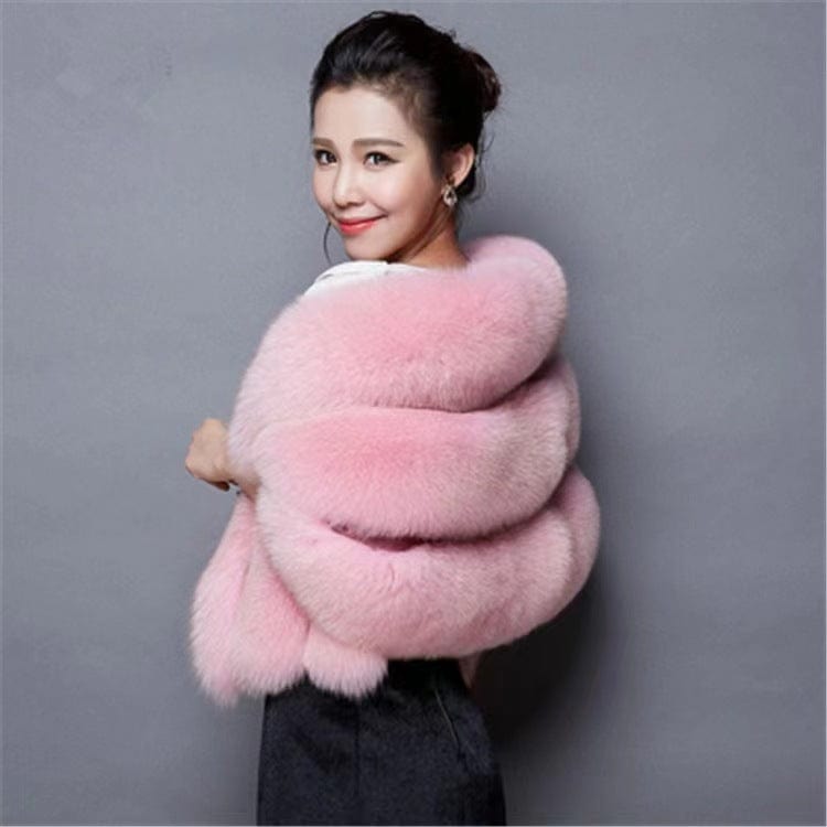 Fashion women fake fur capes fox ponchos white faux fur shawl