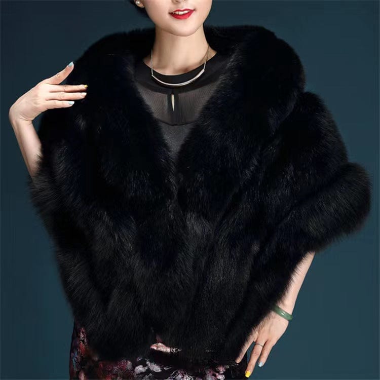 Fashion women fake fur capes fox ponchos white faux fur shawl