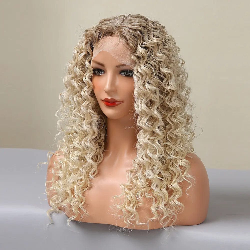 Fast Delivery Lace Wig Hair Synthetic Ombre Blonde 613 Lace Front Wigs Kinky Curly Hair Wigs for Women Natural with Baby Hair