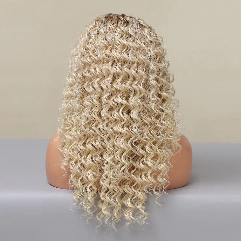 Fast Delivery Lace Wig Hair Synthetic Ombre Blonde 613 Lace Front Wigs Kinky Curly Hair Wigs for Women Natural with Baby Hair